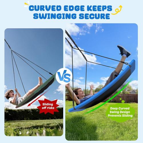 Trekassy 700lb Giant 60 Skycurve Platform Tree Swing for Kids and Adults | 900D Oxford Fabric, Adjustable Ropes, Curved Platform Design, 2 Hanging Straps for Backyard, Easy Assembly (Patented)