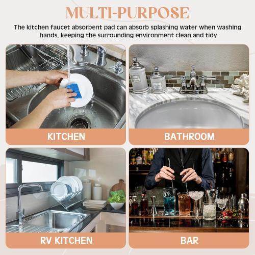 an Oval Hole White Faucet Mat for Kitchen Sink 17.32 x 4.6 Kitchen Faucet Absorbent Mat Diatomite Splash Guard for Sink Quick Drying Stone Drip Catcher for Bathroom Counter