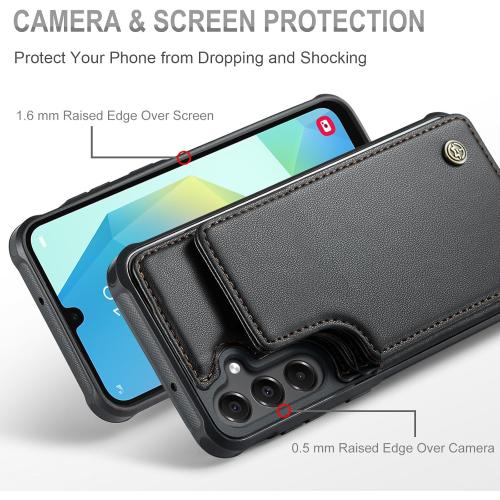 Vinich for Samsung Galaxy A16 Wallet Case with Card Holder, Black