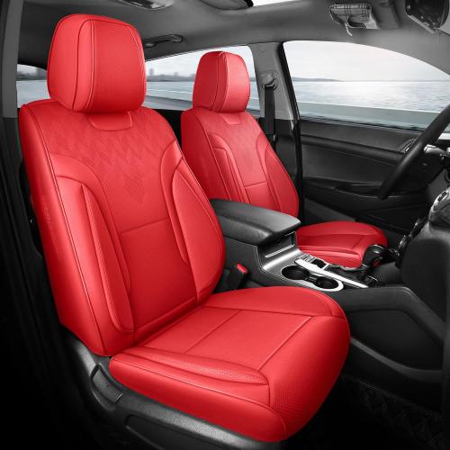 Red Car Seat Covers Full Set - Breathable Faux Leather Universal 5 Seat Covers for Cars, Automotive Protector Fit for Most Sedan SUV Pick-up Truck