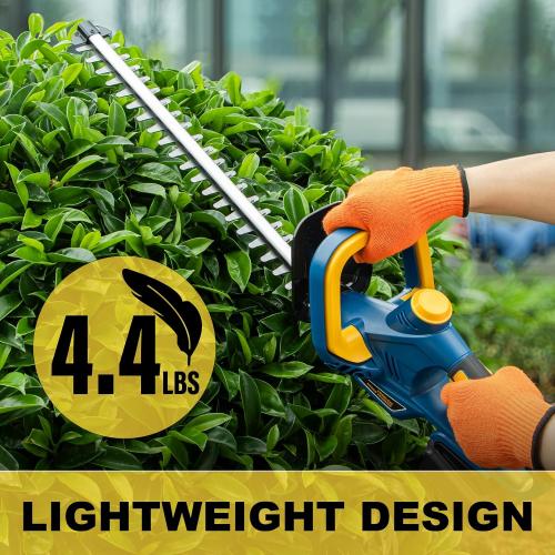 Color Blue Hedge Trimmer for Dewalt 20V Battery, Cordless Hedge Trimmer with 22'' Dual-Action Blade, 1600RPM, 3/5'' Cutting Width, Rotating Handle & Dual Switch Design (Battery Not Included) (Navy Blue)
