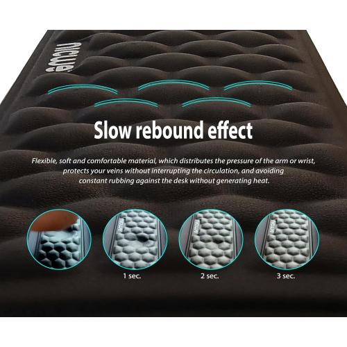 Ergonomic Keyboard Wrist pad Black with Memory Foam - Mouse Wrist Rest for Computer Keyboard, Waterproof, Nonslip. Arm Rest for Keyboard pad Reduce Wrist Fatigue. 2 Piece Pad with Travel Bag.