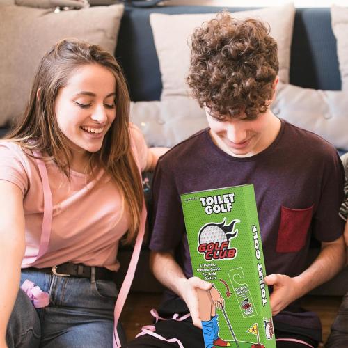 Toilet Golf Game Set - Toilet Golf Bathroom Game for Adults, for Father - Ideal Father’s Day or Birthday Golf Gifts for Men Women and Kids