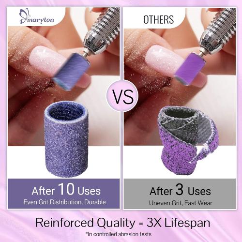Maryton 500 Pcs Sanding Bands for Nail Drill, Fine Grit Nail Sanding Band Bulk for Professional Salons Manicure and Pedicure