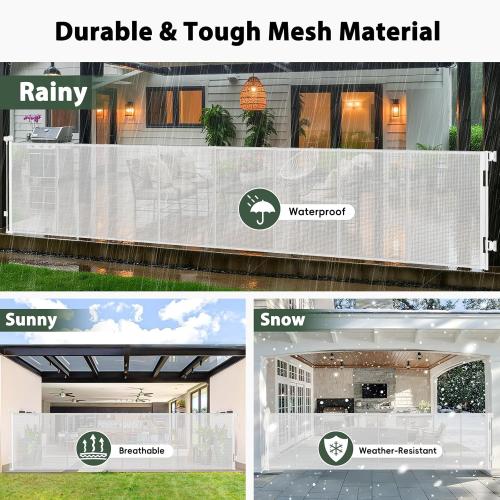 250 Extra Wide Retractable Dog Gate, Reinforced 20ft Retractable Baby Gates Extra Wide Dog Gate, 48 Extra Tall Baby Gate Retractable Outdoor Fence, Extra Long Pet Gate Retractable Gate Indoor, White
