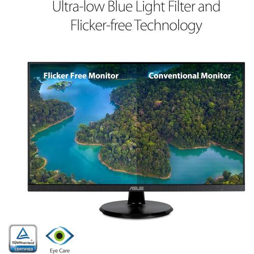 ASUS 27” 1080P Monitor (VA27DQ) - Full HD, IPS, 75Hz, Speakers, Adaptive-sync/FreeSync™, Low Blue Light, Flicker Free, VESA Mountable, Frameless, HDMI, VGA, DisplayPort, Tilt Adjustable, BLACK