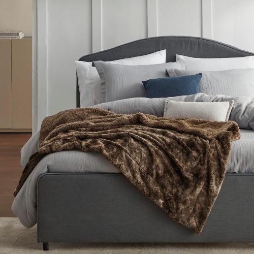 Bedsure GentleSoft Sherpa Fluffy Throw Blanket - Fleece Warm and Cozy Throw for Women Gift, Plush & Fuzzy Faux Fur Blanket for Couch, Sofa and Bed Decor, Tie Dye Design, Brown,