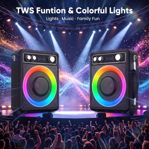 VOSOCO Karaoke Machine, Bluetooth Speaker with 2 Wireless Mics for Adults