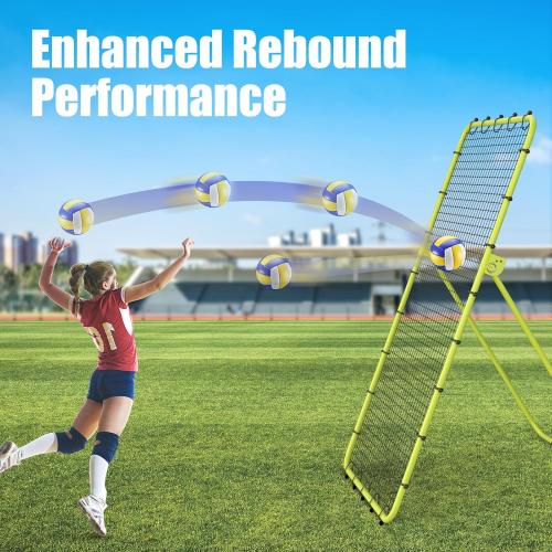 7x4 FT Volleyball Rebounder Net, 5-Angle Adjustable with Steel Frame & High-Tension PE Netting, for Lacrosse, Baseball, Soccer Practice Perfect for Setting, Spiking, and Bumping