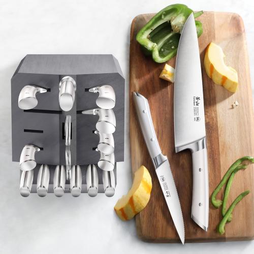 Cangshan OLYMPUS Series 17-Piece Knife Block Set, German Steel, Gray Wood Block (White)