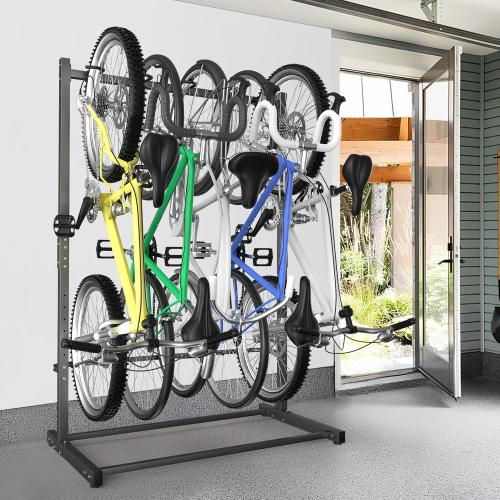 WALMANN Freestanding Bike Stand for Garage, 5 Bikes Vertical Bike Storage Stand Heavy Duty Bike Floor Stand