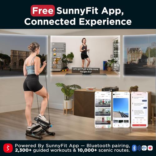 JLL Smart Twist Stepper Machine with Resistance Bands, Space-Saving Portable Mini Stair Stepper for Home, Full Body, Golden Exercise Angle, Dual Hydraulic Quiet Resistance, Adjustable Height,Bluetooth