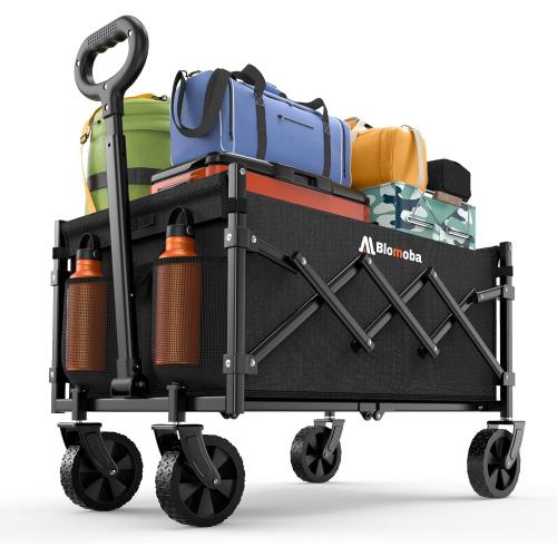 Size: 27.17 x 16.54 x 17.91 inches Collapsible Wagon with Wheels, 220 lbs Wagons Carts Foldable Wagon Cart with Flexible Handle, Lightweight Portable Folding Utility Grocery Shopping Cart for Grocery Sports Garden Camping