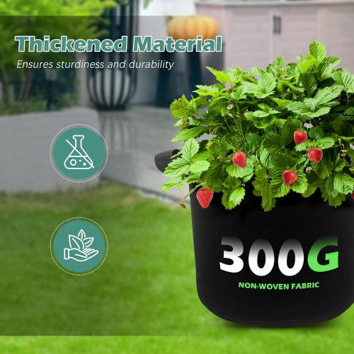 5-Pack 5 Gallons Grow Bags - Heavy Duty 300G Thickened Aeration Nonwoven Fabric Pots with Handles - Ideal Cloth Pots for Plants - Planters Accessories, Garden Vegetables Supplies