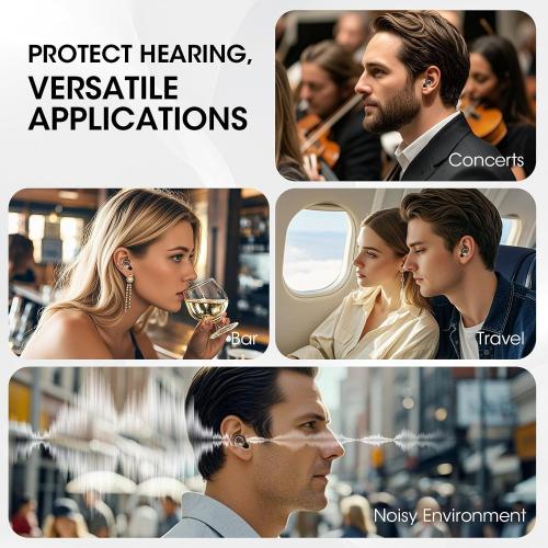 Ear Plugs for Sleeping Noise Cancelling, 60dB Silicone Ear Plugs for Noise Reduction, Reusable Sleeping Earplugs for Snoring, Concert & Shooting Ear Protection with 8 Eartips(Charcoal)