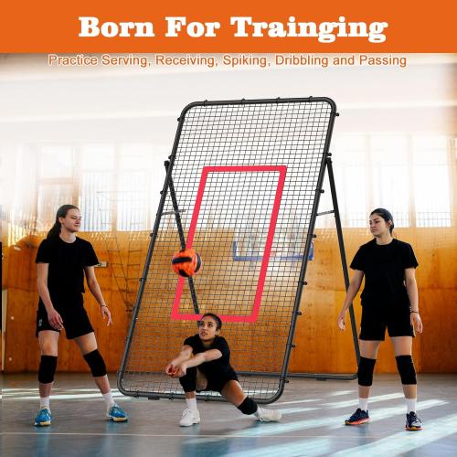 Adjustable Volleyball Rebounder Net 7x4 FT, Steel Frame & High-Tension PE Netting, Durable & Portable Volleyball Training Equipment Practice for Improving Volleying, Bumping, Spiking Skills