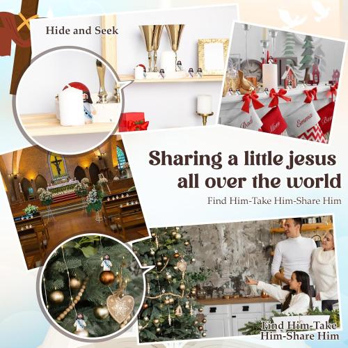 Bememo 100 Pcs Little Jesus Figures Jesus Loves You Original Design Pocket Rubber Little Figures to Hide and Seek Sunday Religious Party Share Easter Gifts(Macaron Colors)