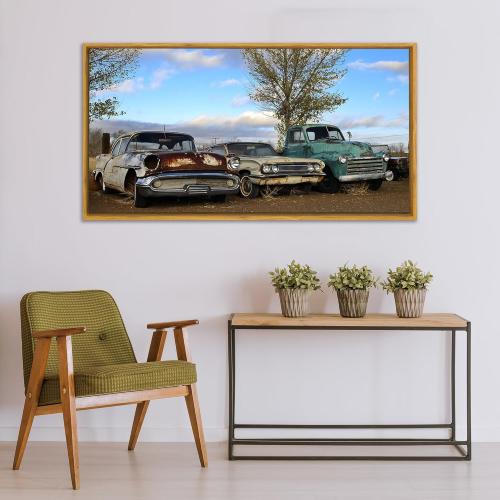 PIXY CANVAS Value Pack of 16x20 Stretched Canvas 3/4 (0.75) inch deep and Floater Frame for Your Paintings/Artwrok/Wall Art/Wall Decor (Natural Oak, 16 x 20 inch, Landscape)