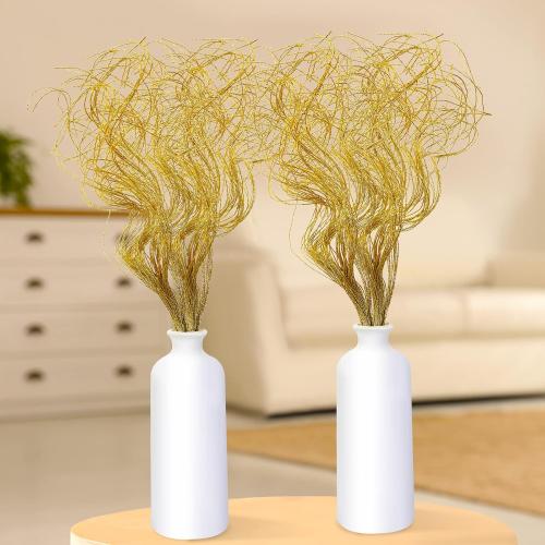 Glitter Curly Ting Ting Branches Christmas Branches Vase Filler Artificial Curly Twigs for Christmas Tree Garland Wreath Decoration, Craft Vases Home Garden Decoration (Gold, 80 Pieces)