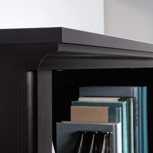 Sauder Select Book Shelf, Bookshelf with Storage, Library Bookcase with Doors and Adjustable Shelves, in Estate Black