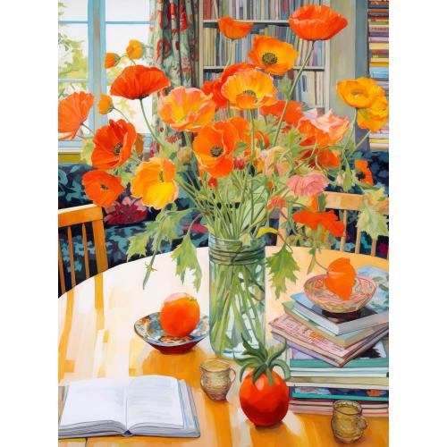 Cross & Glory - Jigsaw Puzzles 1000 Pieces for Adults | Poppies Panorama: Orange Elegance | 1000 Piece Puzzle for Adults | Art Flower Puzzle | Beautiful Design | Vibrant Pieces | Satin Finish