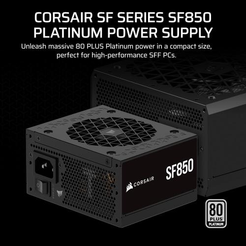 CORSAIR SF850 (2024) Fully Modular Low Noise 80 Plus Platinum ATX Power Supply – 3.0 Compliant – PCIe 5.0 Ready – SFX-to-ATX Bracket Included – Black