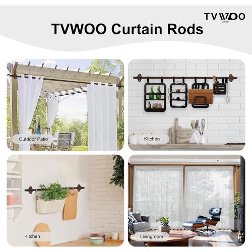 Bronze Wrap Around Curtain Rods:5/8 Inch Blackout Adjustable Window Curtain Rod for Bedroom Kitchen Apartment Renter Friendly,Room Darkening Curved Drapery Rods Easy Install,Antique Brown 28-48