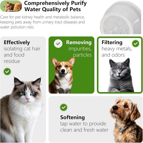 8 8 Pack Cat Water Fountain Replacement Carbon Filter Compatible with PetSafe Drinkwell Ceramic & Stainless Steel Pet Fountains for Cat Dog Water Dispensers with Replacement Foam Filters