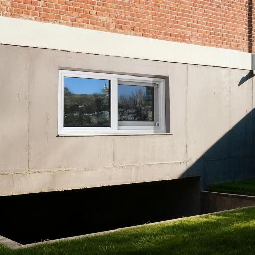 Vinyl Basement Window, 24 x 12 Slider Window with Double Pane Insulated Tempered Glass and Fiberglass Mesh Screen for Basement Bathroom Home Rv Garage (White)