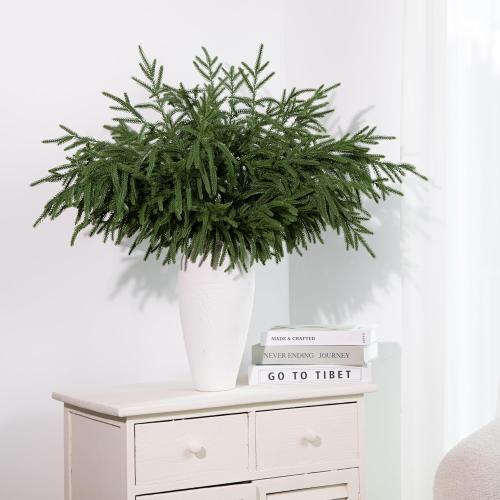 12 Pcs 30 Inch Artificial Norfolk Pine Stems Faux Christmas Greenery Pine Branches Realistic Fake Evergreen Cedar Pine Picks Winter Greens for Vase DIY Garland Wreath Holiday Home Decor