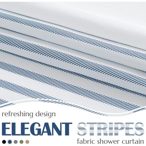 jinchan Blue and White Striped Shower Curtain Modern Zig Zag Waterproof Fabric Shower Curtains for Bathroom with 12 Hooks Machine Washable 70x72 inches
