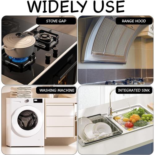 Stainless Steel Stove Gap Covers (2PCS), Stove Gap Filler for Kitchen Oven Counter Side Gap, Range Trim Kit, Easy Clean and Heat Resistant, Adjustable Length 13.8 to 27.5 1