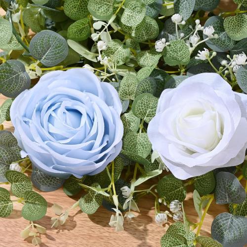 Color Pink Waipfaru 6.07FT Artificial Eucalyptus Garland with Flowers, Fake Rose Greenery Floral Vines for Wedding Table Backdrop Party Centerpiece Room Decor pink