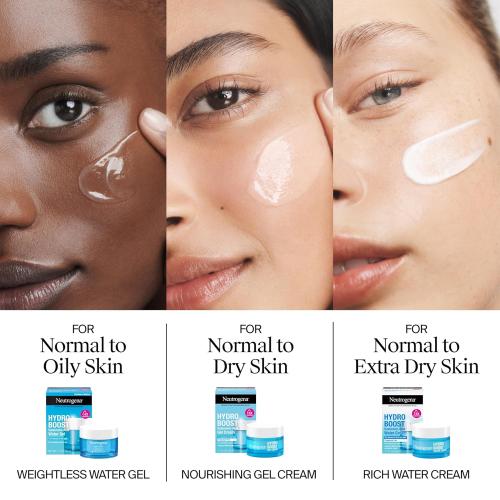 Neutrogena Hydro Boost Gel Cream, 48 Hr Hydration for Normal/Dry Skin, Fragrance Free, Face Moisturizer with Hyaluronic Acid, 1.7 oz. & Trial Size Hydro Boost Facial Cleanser, 0.5 fl oz (damage box )