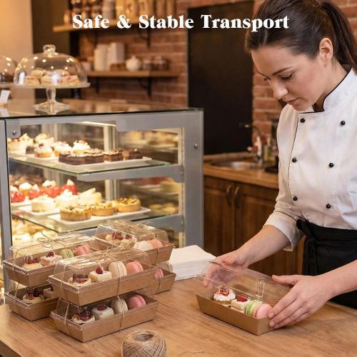 VGOODALL 48PCS Charcuterie Boxes, To Go Food Container Small Paper Bakery Boxes Treat Box with Clear Lid for Sandwich Dessert Cake Slice