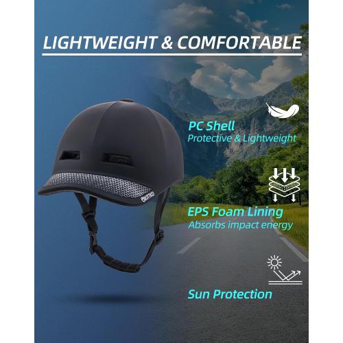 Adult Bike Helmet for Men Women,Adjustable Lightweight Baseball Cap Style Cycling Helmet for Commuting, Road Biking, Skating Scooter