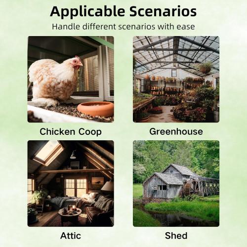 25W Solar Powered Exhaust Fan Kit with 12000mAh Lithium Battery Ideal for Chicken Coops Greenhouses Attics and Sheds 2600RPM 10ft Cord IP67 Waterproof Black