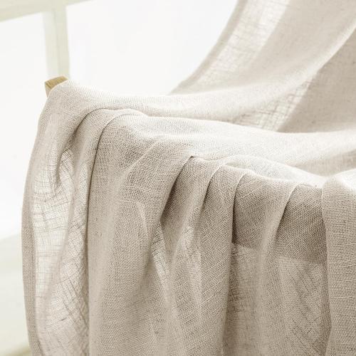 MIULEE Cream Linen Curtains 84 Inch Length 2 Panels for Bedroom Living Room, Soft Linen Textured Window Drapes Semi Sheer Light Filtering Back Tab Rod Pocket Farmhouse Modern Burlap Look Decor
