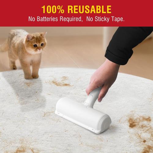 Upgrade Pet Hair Remover and Reusable Lint Roller - Cat and Dog Hair Remover for Furniture, Couch, Carpet, Clothing and Bedding - Portable, Multi-Surface