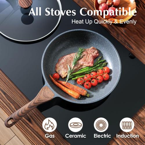 SENSARTE Nonstick Frying Pan Skillet with Lid, Omelet Pan with Cover, Healthy Cooking Chef's Pan, Kitchen Cooking Pan, Free of Intentionally Added PFOA/PFOS (12.5inch   Glass Lid)