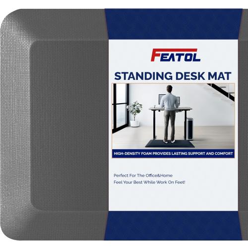 FEATOL Anti Fatigue Mat for Standing, 9/10 Extra Thick Ergonomic Standing Desk Mat, Comfort Memory Foam Standing Mat at Home,Office All Day (20 x 32, Gray, 1PC)