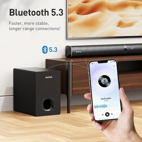 Karaoke Soundbar with Subwoofer for TV: Sound Bar with 2 Wireless Microphones - Home Theater Surround Sound System - Bluetooth Speaker with Remote Supports HDMI ARC/Optical/AUX/USB for TV/PC