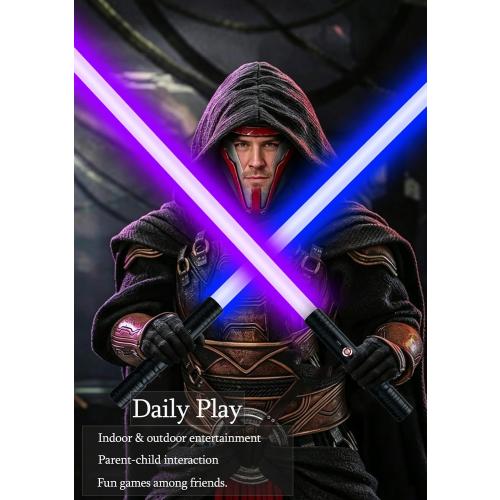 jvmusaber Lightsaber, 2-in-1 Dueling Light Saber 20 Colors for Adult-2PCs | 4 FX Sound and Motion Sensors Metal Hilt Dueling Light Saber Theme Parties Halloween Decoration Cosplay Birthday Gifts