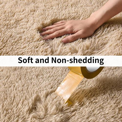 Large Area Rugs for Living Room, Ultra Soft Beige Big Shag Rug for Bedroom Nursery, Modern Fluffy Plush Carpet for Girls Boys Kids Room Dorm Home Decor, Upgrade Non-Slip
