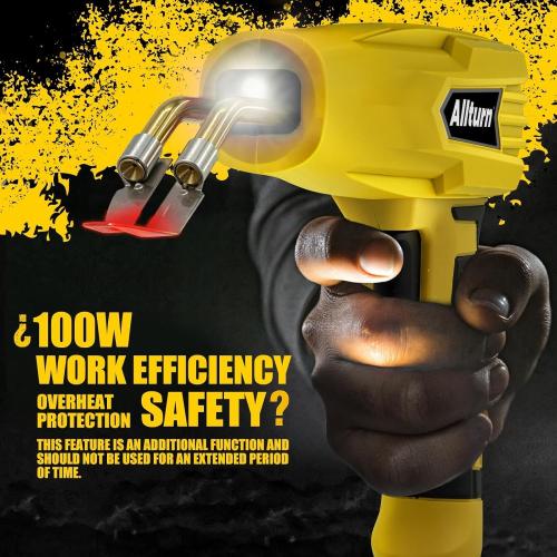 Allturn Plastic Welder, 2 in 1 Plastic Welding Kit, Hot Staples Weld Gun, Car Bumper Repair Kit for Most Plastics, Patent Number D970324(Yellow)