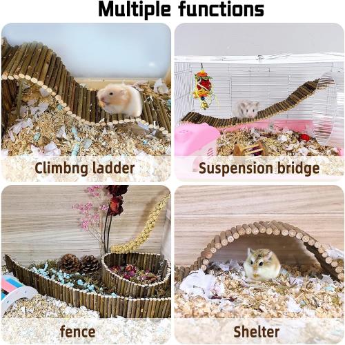 Rat Bendy Long Suspension Bridges 19.7 x 2.7 Inch Hamster Climbing Ladder Flexible Wooden Bridge for Dwarf Hamster Sugar Glider Rodents Mouse