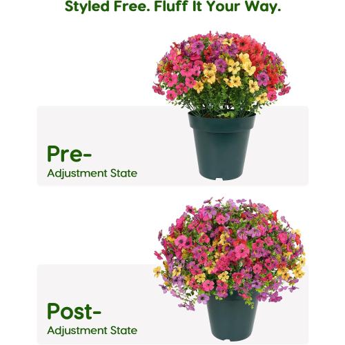 ONLY YELLOW ❗❗Velener Artificial Flowers for Outdoors- 20” Potted Plant Fake Silk Daisy Bush-UV Resistant Artificial Outdoor Plant for Front Porch, Garden, Yard, Patio Decor(Mixed Colors)