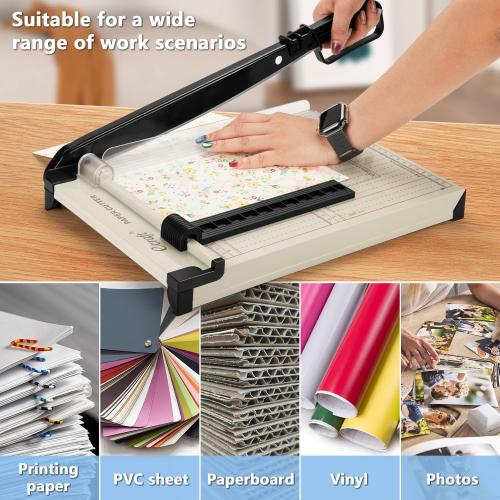 Ecraft 12 Guillotine Paper Cutter：Paper Trimmer Accurate Cutting with Safety Guard,15 Sheets Capacity,Magnetic Guide,Heavy Duty Metal Base, Perfect for Cardstock,Cardboard,Vinyl,Crafts & Photos