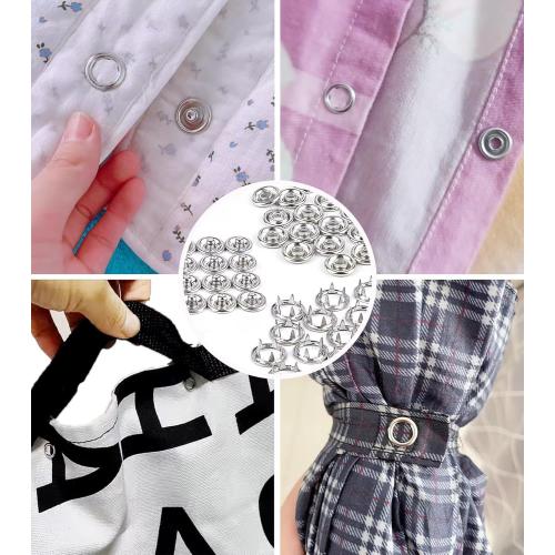 KAXIMON Snap Fasteners Kit 200 Sets, Metal Snap Button Kit with Fastener Pliers No Sewing, 9.5mm Snap on Button Kit Rust Proof DIY Press Studs Button Fix Tools for Fabric Clothing, chrome, SNAP-9.5MM