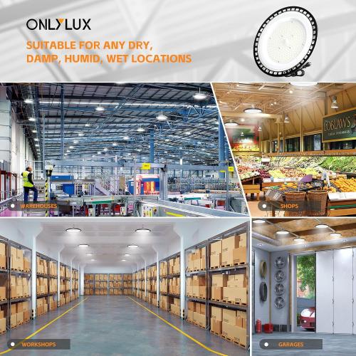 UFO LED High Bay Light 150W 22500LM 5000K, 600W HID/HPS Replacement, Cable with Plug, Ultrathin Led High Bay Shop Lights for Warehouse Garage Gym, Workshop 8Pack